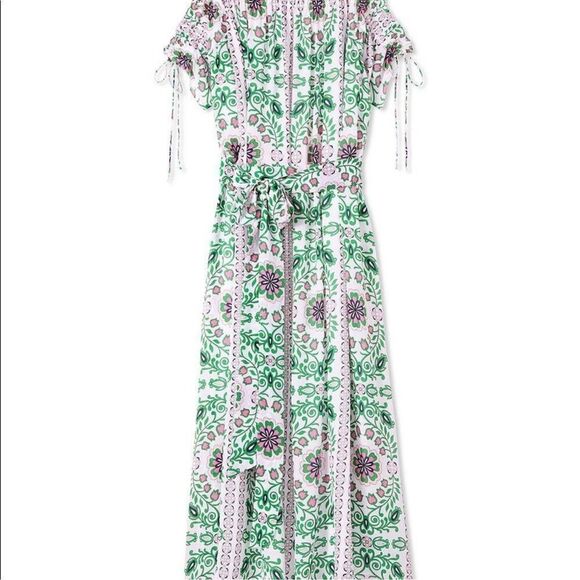 TORY BURCH Asilomar Garden Party Asilomar Floral Dress White Purple Green 10 - Picture 3 of 13